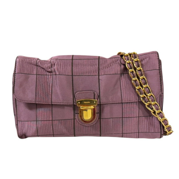 Prada Shoulder Bag Nylon Jacquard Pink Women's PRADA 2way Chain - Picture 1 of 10